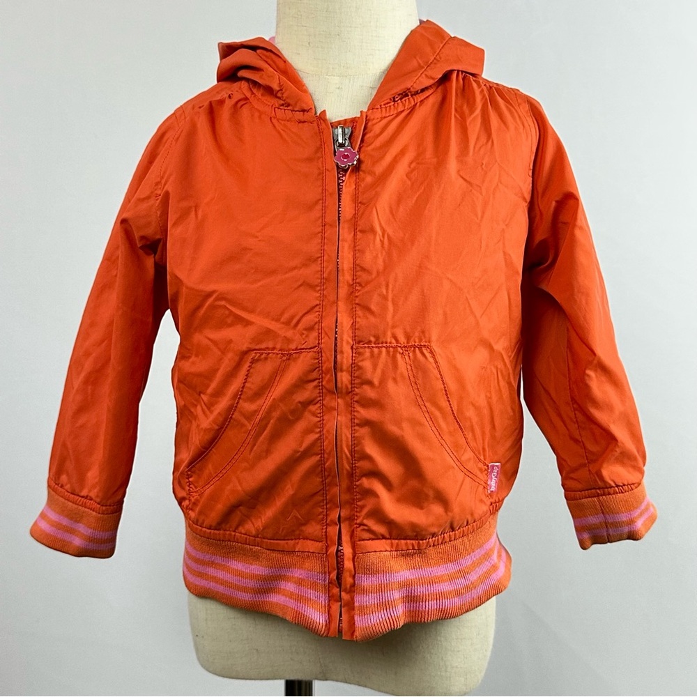 BABY GAP girls orange and pink flower windbreaker - size 2T